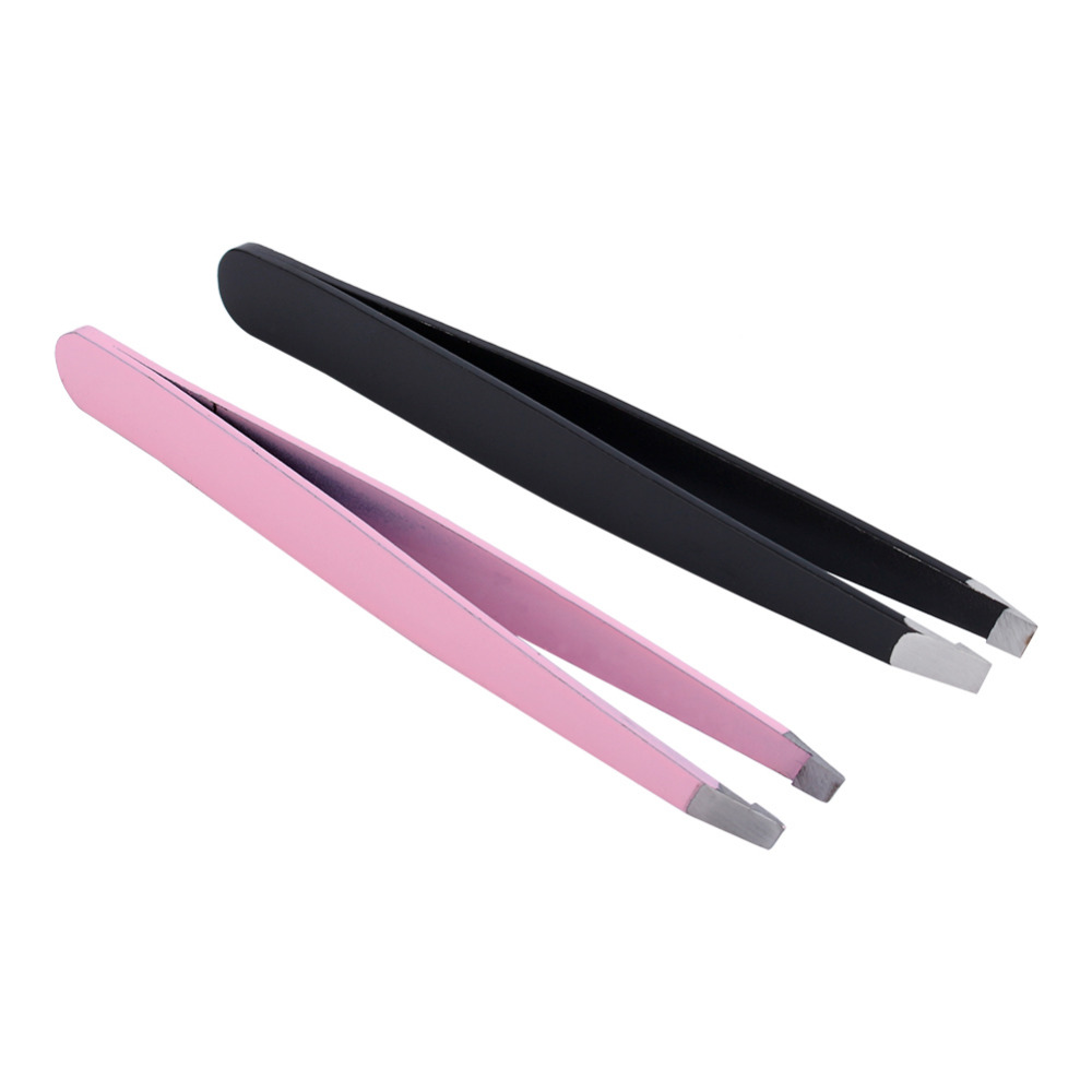 

Wholesale-Professional Eyebrow Eye Brow Tweezers Hair Removal Beauty Lady Slanted Stainless Steel Tweezer Makeup Tool Slant Tip