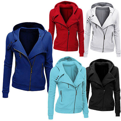 Wholesale- 2016 New women Sweatshirts Solid Color Hooded Jacket Long Sleeve Women's Hoodie Zipper Fall Winter women Coat