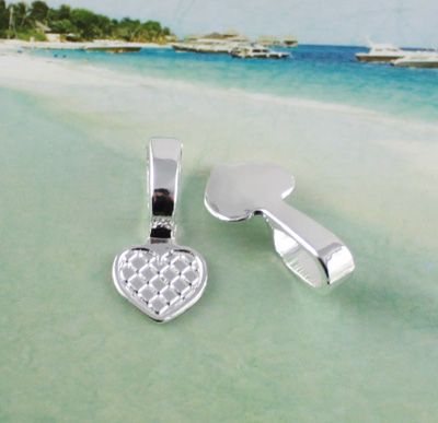

100 PCS Silver heart glue on bail Charms Pendant Tray, Bronze;silver