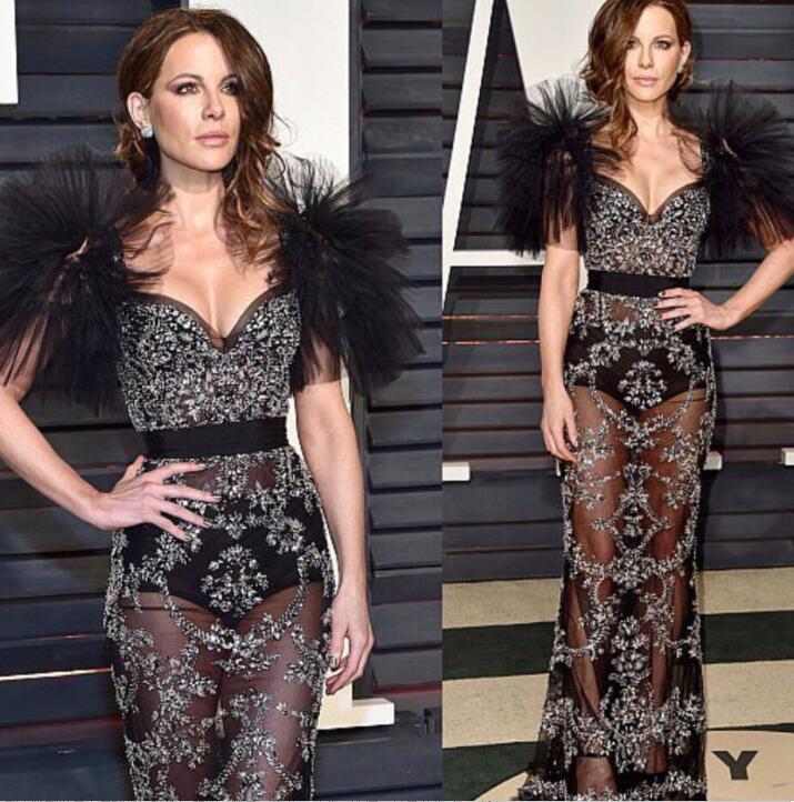 

Evening dress Yousef aljasmi Kim kardashian Short sleeve Feather orstrch Crystal Long dress Black Almoda gianninaazar ZuhLair murad, Same with picture