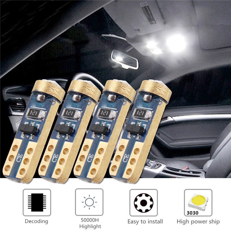 

10pcs Canbus Error Free T5 1 SMD 3030 LED Car Auto Readlight Wedge Side Light Bulb Lamp Dash Board Instrument White Car Styling