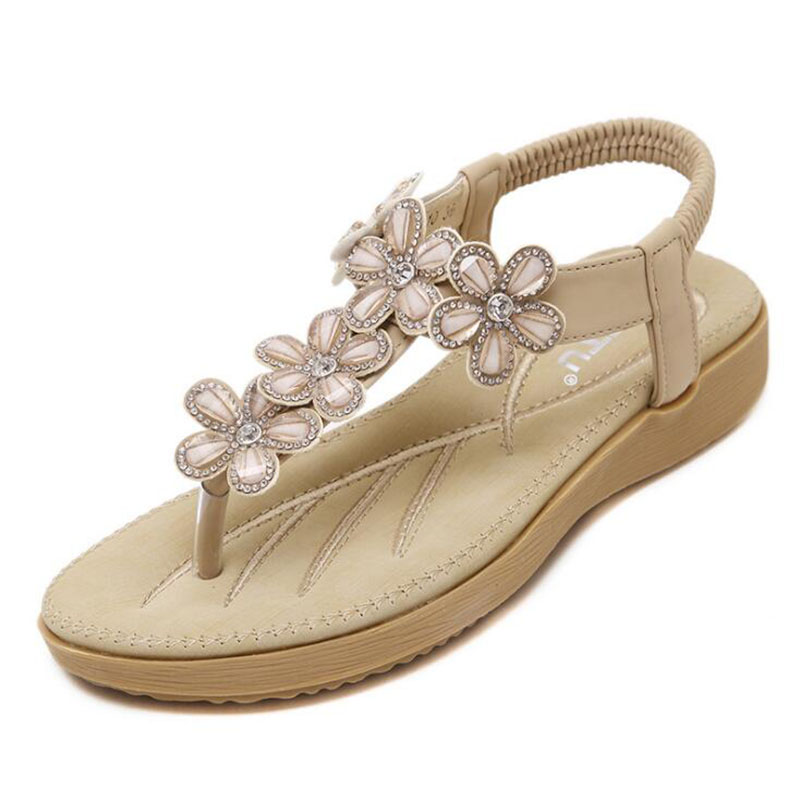 2017 style coréen de la douce joker chaussures de haute qualité fleurs femme plage flip flips sandales d'été pantoufles résistant aux sandales