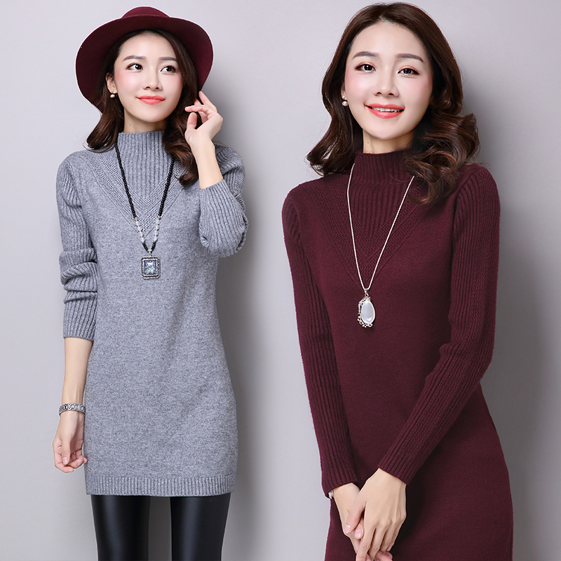 Vente en gros - Automne et hiver Nouveau chandail Femmes Lâche Chemise pull en cachemire épaississant dans la longue section de la chemise à col