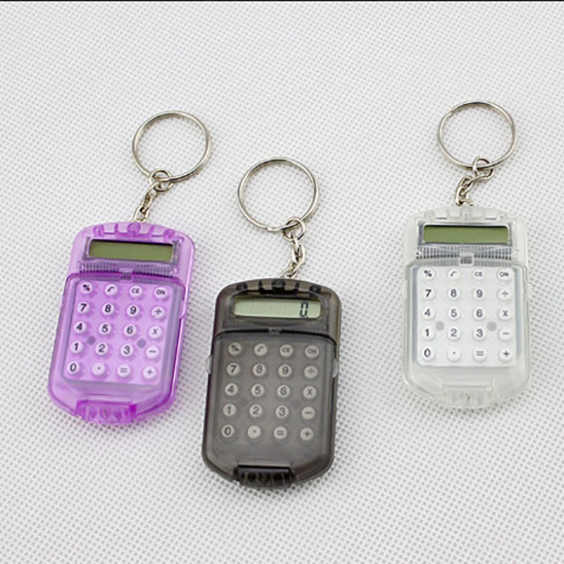 

Fashion Cute Mini Pocket Calculator Keyring Key Chain Portable calculator Mixed Random Colors 200pcs free shipping, Silver