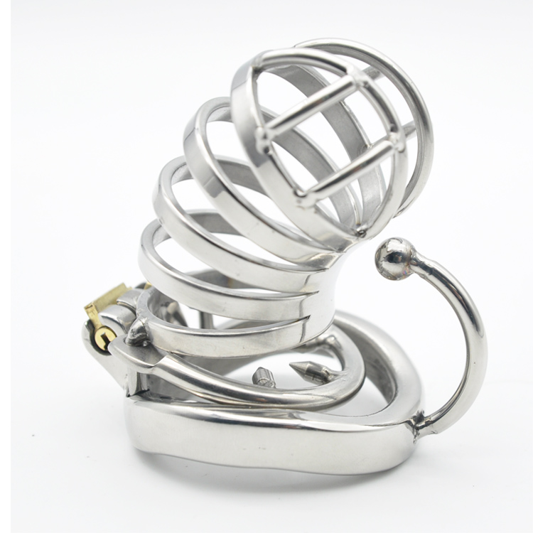 

Male Stainless Steel Small Size Chastity Cage with Base Arc Ring CD121