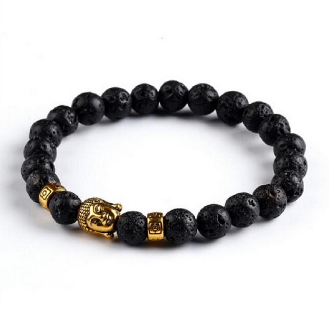 

Lava Stone Onyx Bead Buddha Bracelet Buddha Black Yoga bracelets Men Women Mujer Pulseras Fashion Jewelry