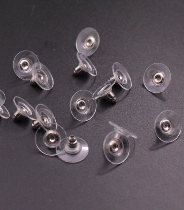 

500pcs/LOT Wholesale Silver//gold Plated Clear Plastic Rubber Earring Back Stoppers-Ear Post Nuts for Earring Studs 11x6mm