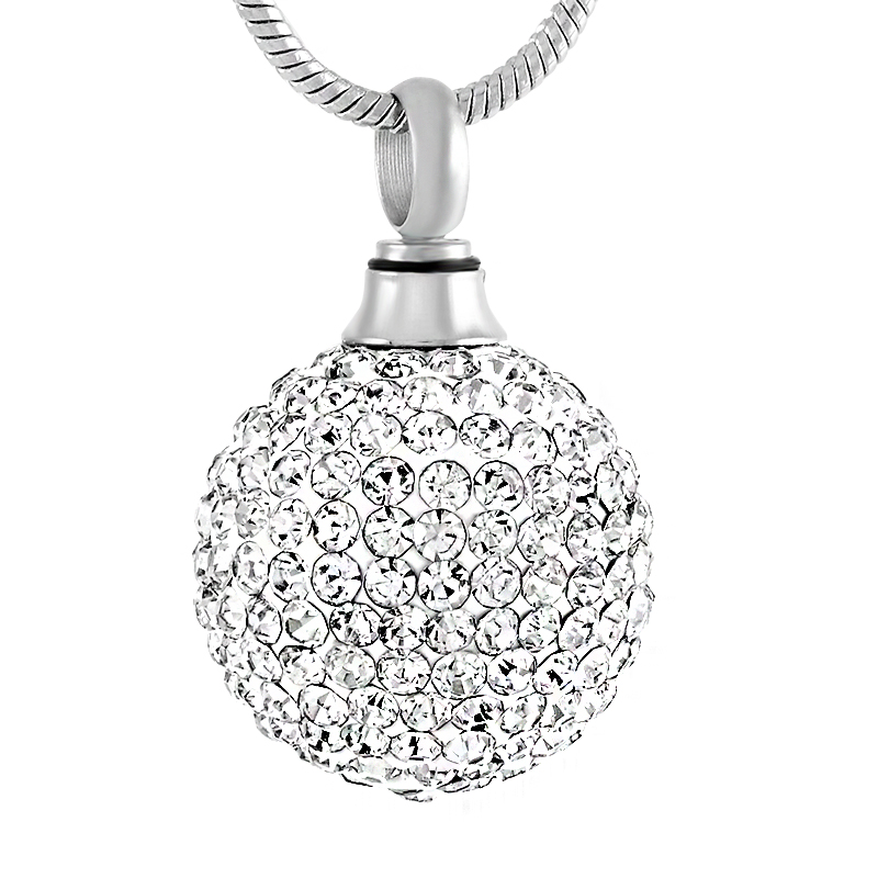 

Clear Crystal Ball Stainless Steel Cremation Pendant Necklace Memory Funeral Ashes Keepsake Urn Necklace Jewelry