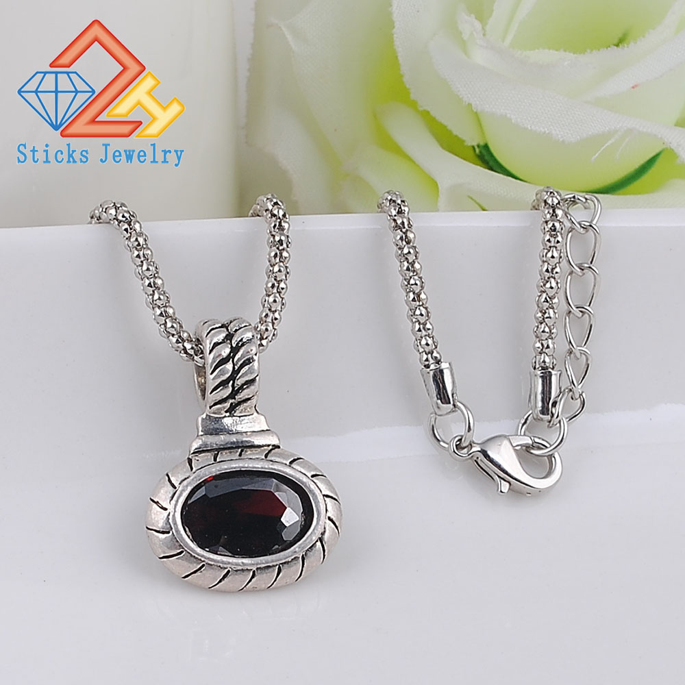 

Zircon Pendant (1Piece / Lot) Silver Plated Silver Red / White Zircon Woman Necklace