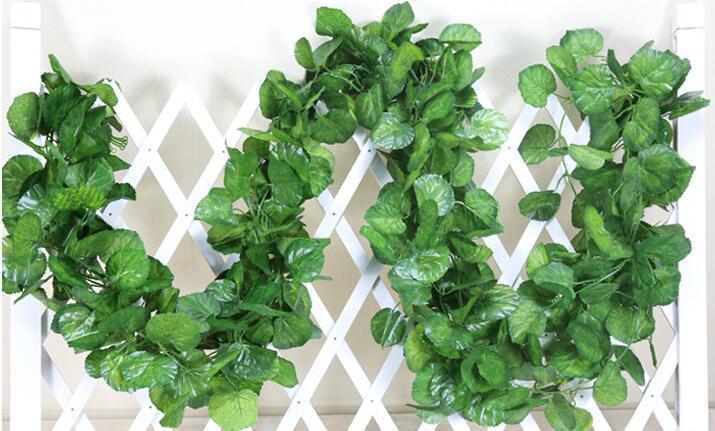 

90 leaves 2.4m artificial green grape leaves other Boston ivy vines decorated fake flower cane wholesale free shipping HH08