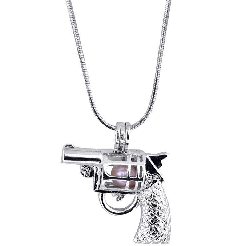 2017 Nouvelles cages de perles pendentifs en forme de pistolet, perles de pierres précieuses ouvertes, médaillons, breloques adaptées aux collier