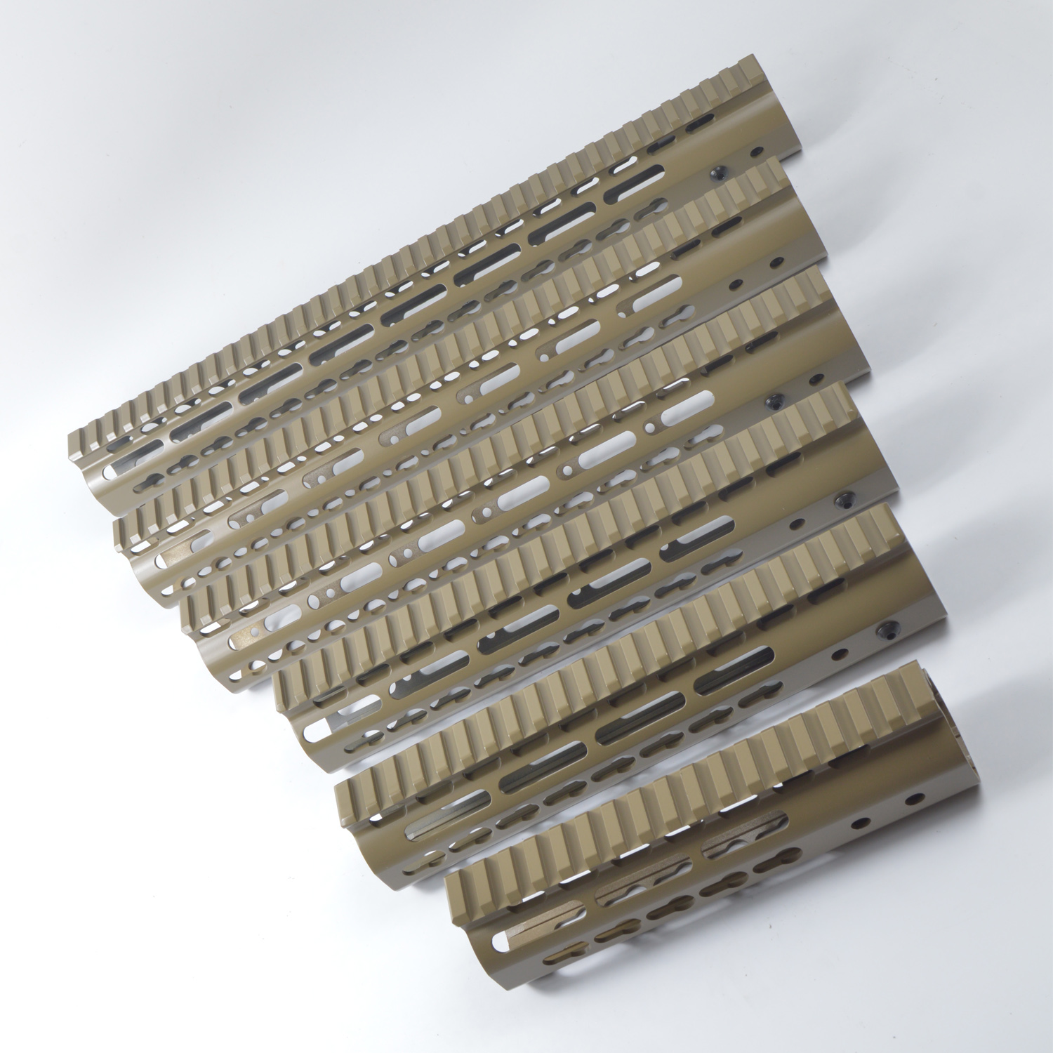 

7,9,10,12,13.5,15 inch ultralight Free Float Keymod Handguard Monolithic top rail FDE/Tan Color Aluminum nut