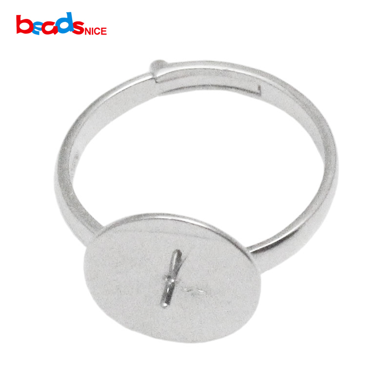 

Beadsnice 925 Sterling Silver Ring Blanks with a Pin for Half Drilled Beads Adjustable Silver Ring Findings ID35764