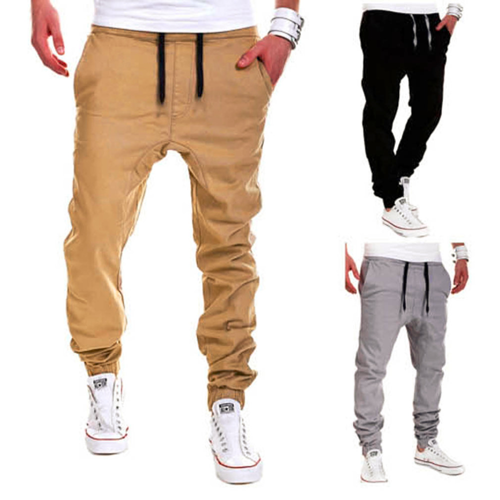 Wholesale-Autumn Winter New Fashionable Design Men Male Good Casual Solid Pants Sweatpants Jogger Man Pocket Trousers Elastic Waist