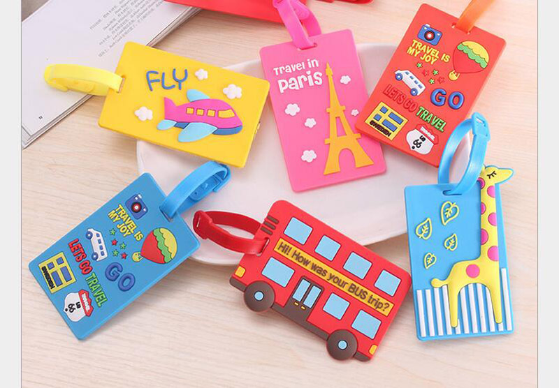 

100pcs Air Plane Cartoon Qute Luggage Tag Travel Baggage Handbag ID Rubber Tags Name Card Holder