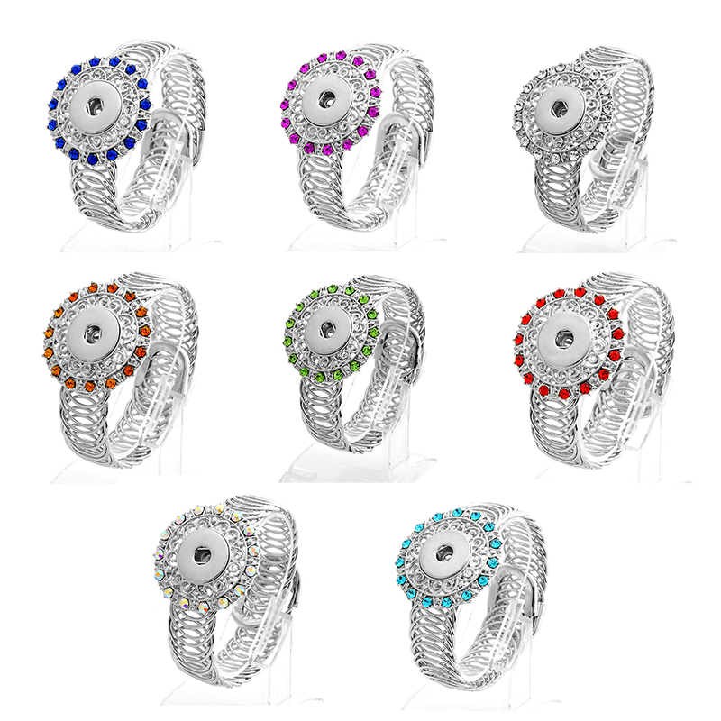 

Wholesale- New Fashion Adjustable Resilient Snaps Bracelets & Bangles Charms Rhinestone FIt 18-20MM Button Jewelry Bracelet For Women ZE064