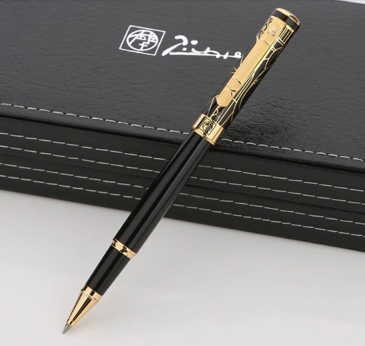 

Top Quality Picasso black metal Roller ball pen with Gold Clip business office stationery writing gift ball pens