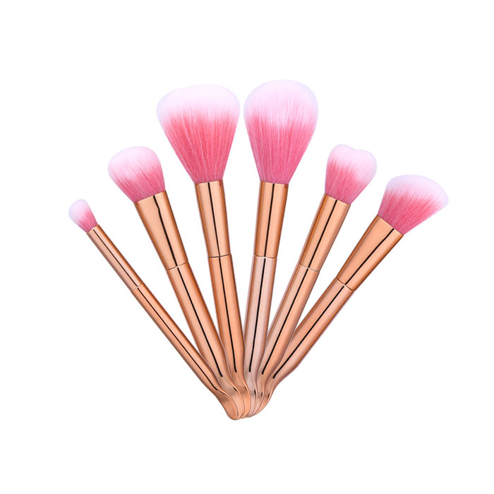 

High qualilty earwax spoon shape makeup brush rose gold handle 6pcs makeup brushes cosmetics foundation powder fan makeup brush tools free