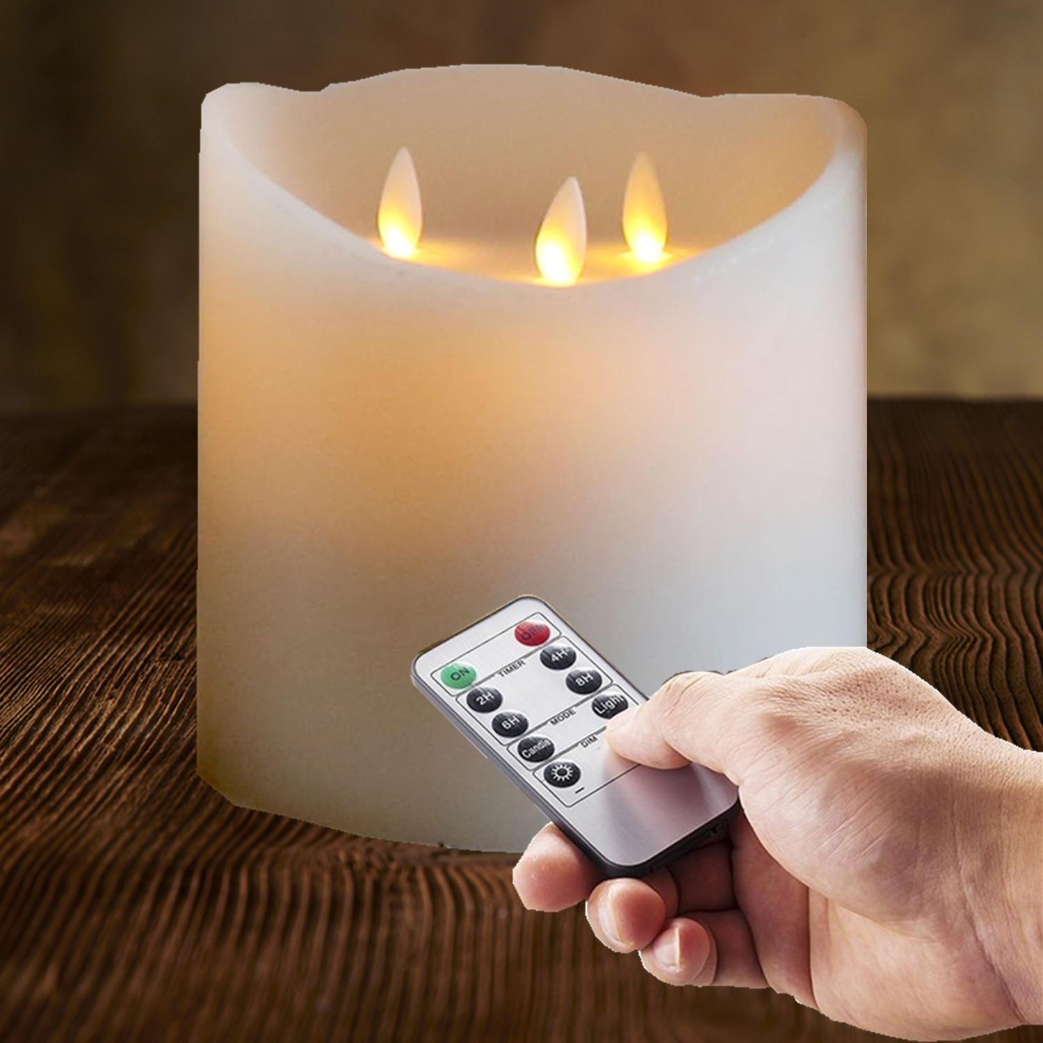 

Northlight 6" Ivory Battery Flameless LED 3-Wick Wax Christmas Pillar Candle