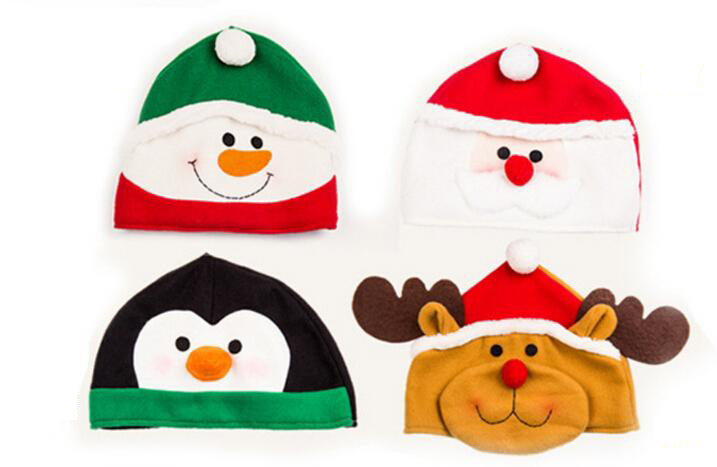 

New year hat Baby hat Christmas hat Party supplies snowman old man penguin elk Party Favours Children's Caps 4 style free shipping, As pic