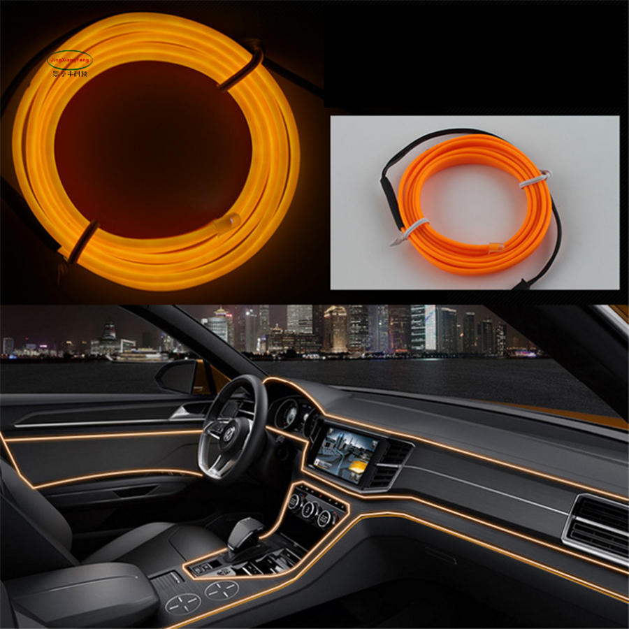 DIY Decoration 12V Auto Car Interior LED Neon Light EL Wire Rope Tube Line Party Weeding Decal 10 Colors 2M-image-407615240