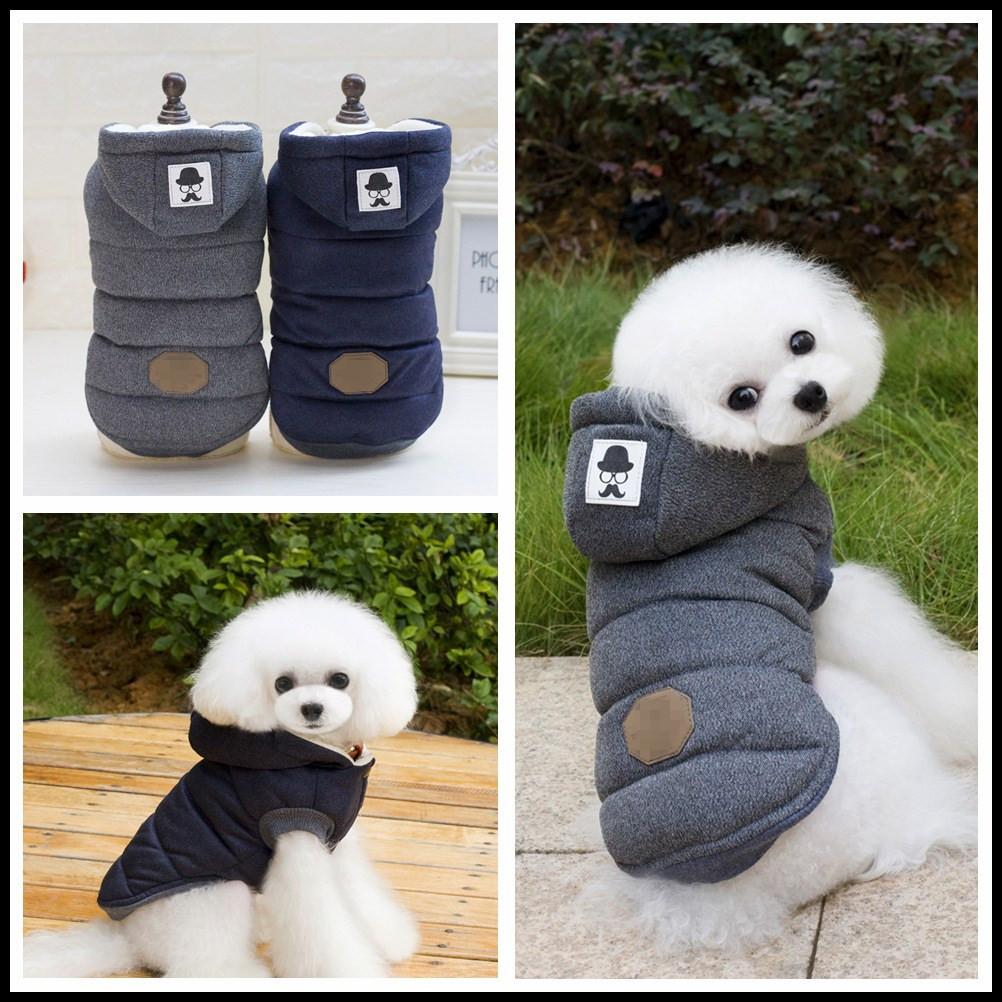 

2020 Newest Winter Pet Clothes Warm Puppy Dog Cotton Two-legs Coat Mustache Jacket for Chihuahua Yorkshire High Quality