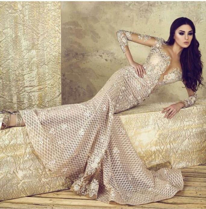 

Evening dress Yousef aljasmi Kim kardashian Cap sleeve Sweetheart Beaded Mermaid Almoda gianninaazar ZuhLair murad, Same with picture