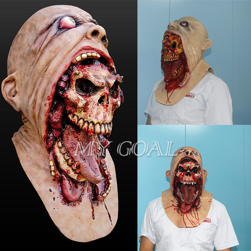 

Halloween Latex Bloody Mask Zombie Face Melting Walking Dead Horror Costume Party Prop
