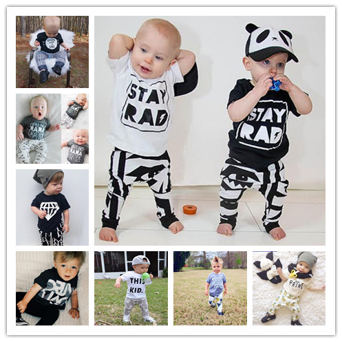 2017 style estival bébé vêtements bébé rad rad, ananas, superman, lettre vêtements ensembles de vêtements courts 2PCs bébé garçon vêtements