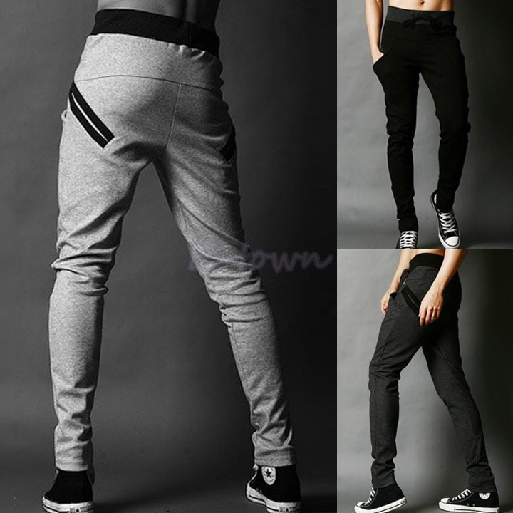 

Wholesale-New 2014 Spring Autumn Harem Pants Men Skinny Slim Fit Sweatpants Casual Men's Trousers With 3 Colors Free Shipping 50, Black