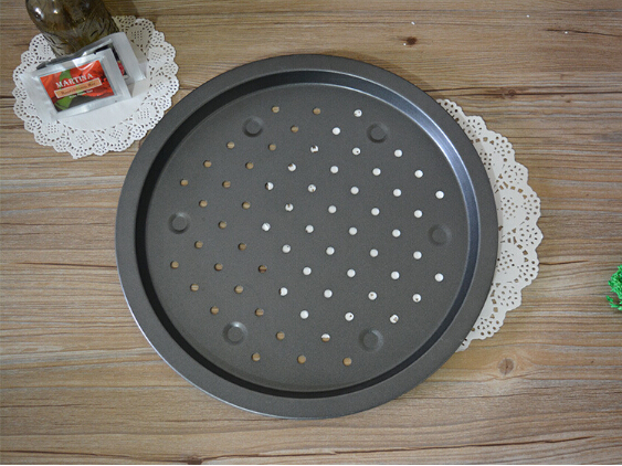 

1PC 14 inches large round metal bakeware pizza pan,nonstick heavy duty steel electric pizza dish pan with small holes J0508