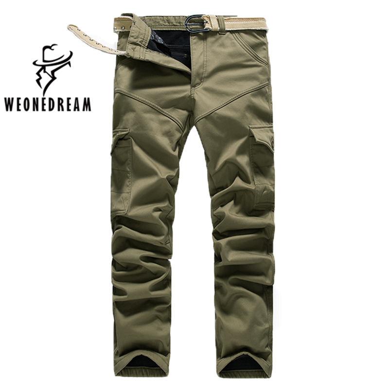 Vente chaude en gros-WEONEDREAM! Pantalon Cargo en pur coton pour hommes, grande taille, pantalon de loisirs, ajouter de la laine, pantalon de lo
