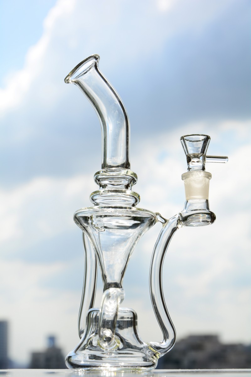 

Brand new Glass beaker Glass bongs with tornado and cyclone recycler perc hookahs water pipes 18 mm joint