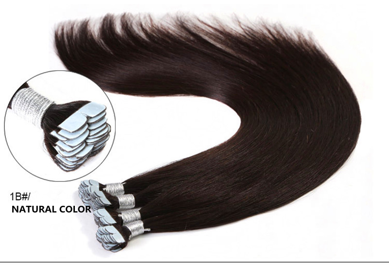 

Whosale Price Grade 7A-- 100% Human PU Tape in Hair Extensions 2.5g/pcs 60pcs&150g/set #1 Jet Black DHL FREE, Jet black color 1#