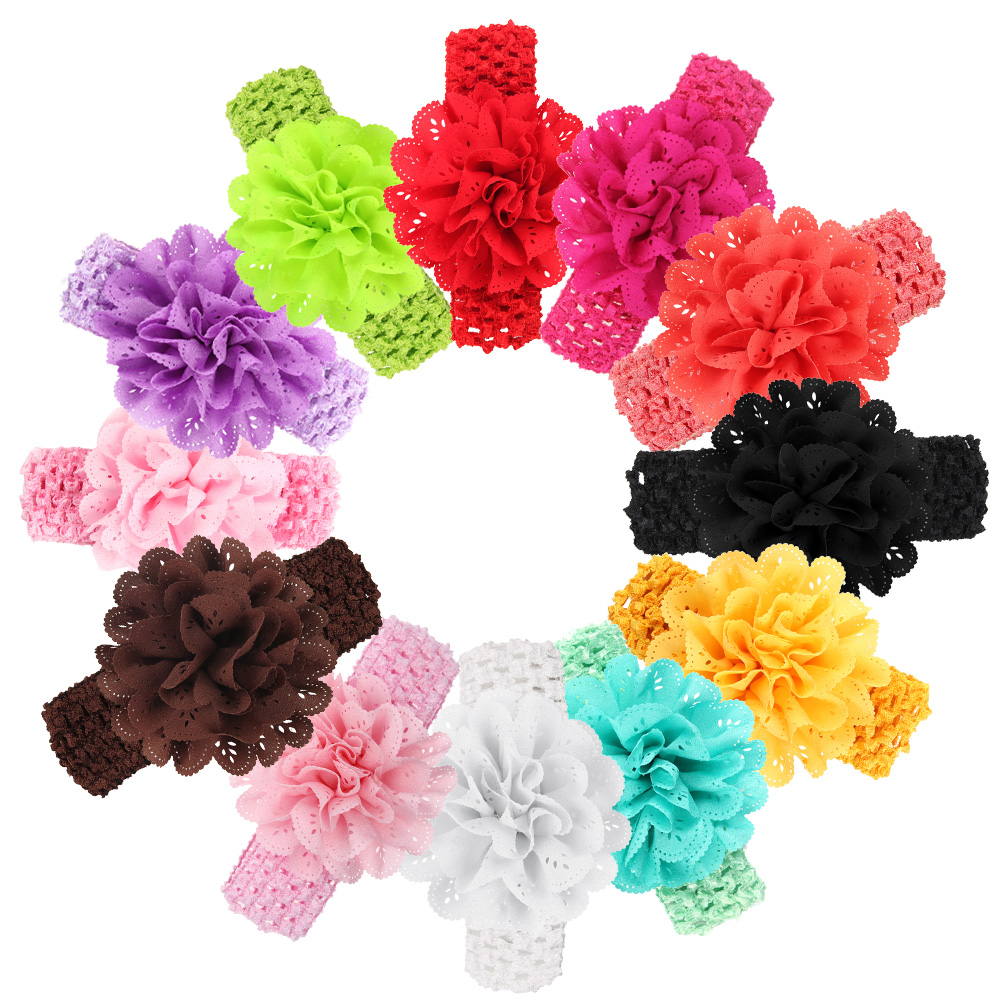 

Newborn Baby Girls Headband Big Peony Flower Infant Toddler 4.5cm Wide bow headbands hairband children hair accessories Headwear KHA49, 12 colors