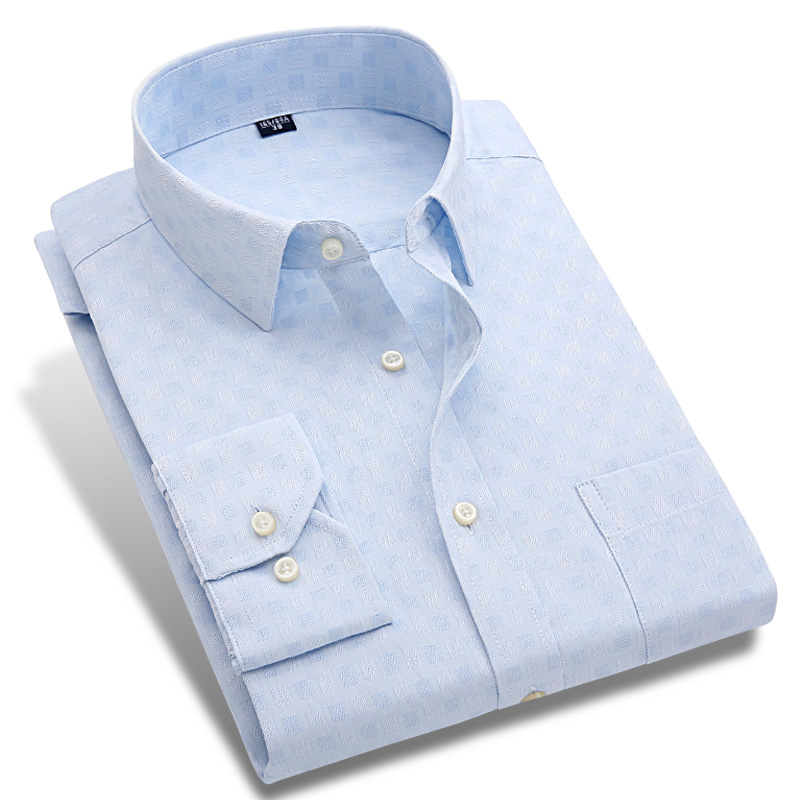 Wholesale- 2017 Spring New Men Dress Shirts Long Sleeve Printed Pure Color Office Clothing Long Sleeve Men Formal Business Casual Shirt