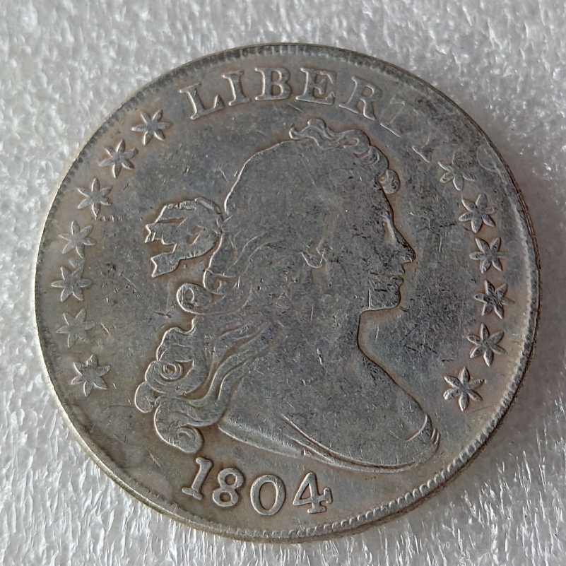 

United States Coins 1804 Draped Bust Brass Silver Plated Dollar Copy Coin