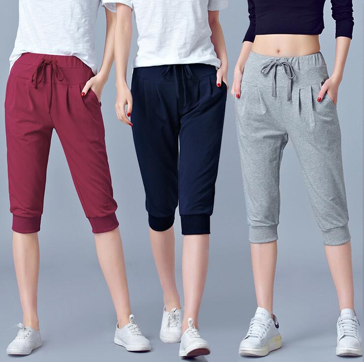 

Good A++ High waist stretch seven female summer Women's Shorts thin section sports loose Harlan pants 200 pounds fat mm large yards WS014 Womens Short, Color 3