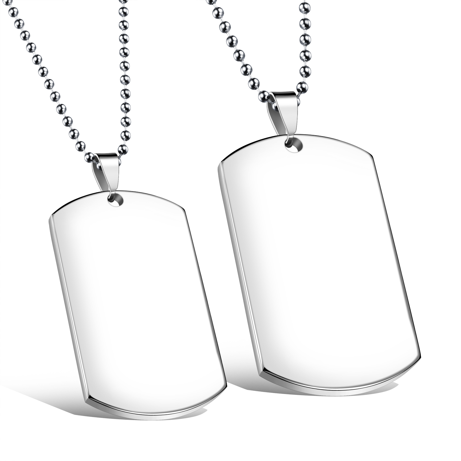 Tout neuf de haute qualité Une paire en acier inoxydable Dog Tag ordinaire Armée Pendentif Collier Couple Cool Silver