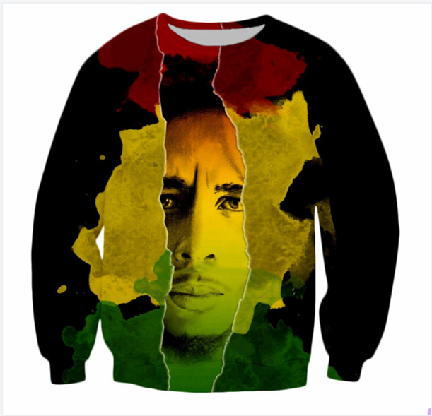 Nouveau Mode Hommes / Femmes Bob Marle Drôle 3D Imprimer Casual Sweat 2017 Nouveau Design ABC03