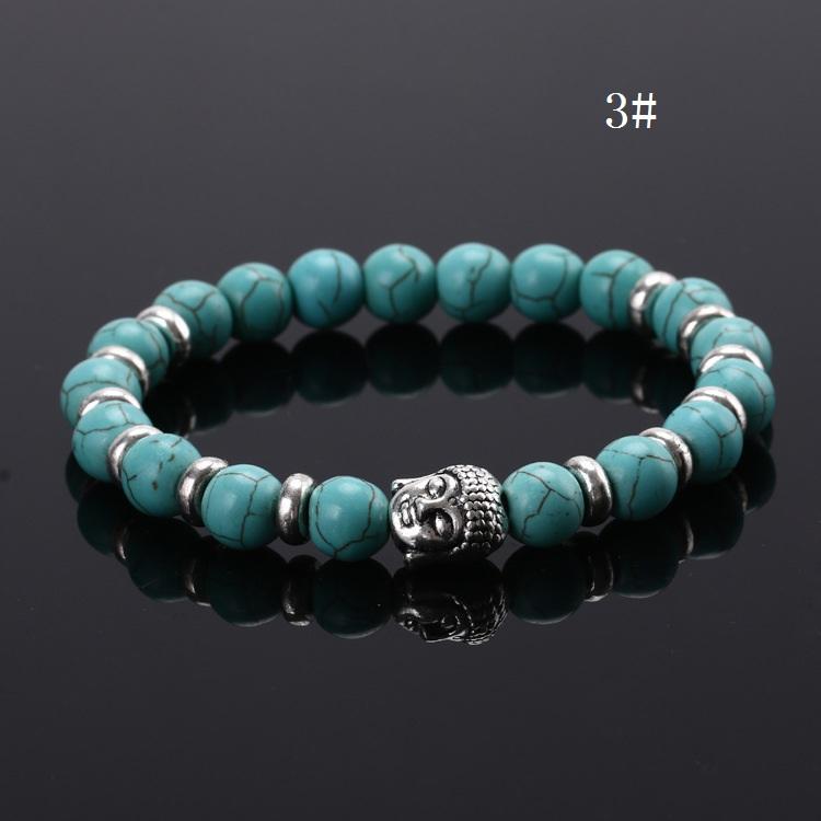 

2016 Black Lava Stone Bead Buddha Bracelets For Women and Men Jewelry Natural Stone Bracelets & Bangles pulseras 11Color Mix b033