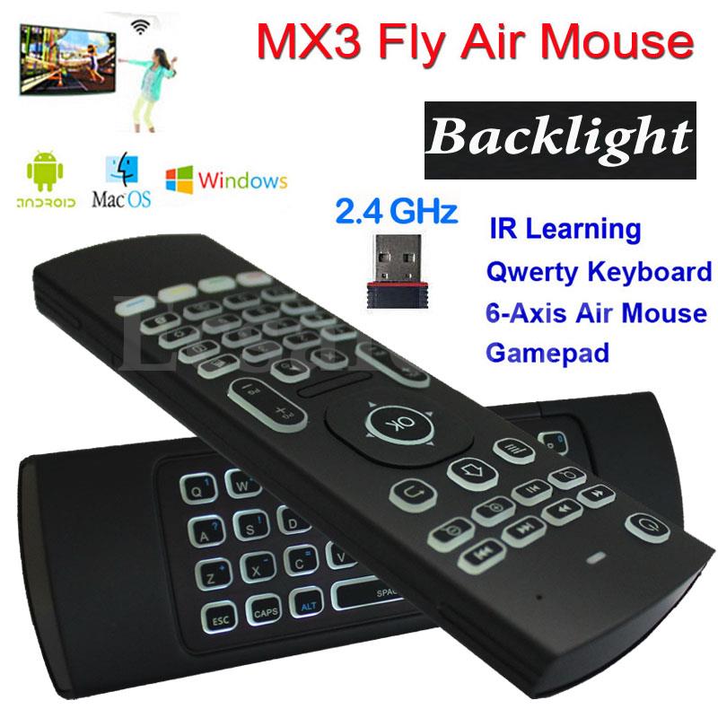 

MX3 Backlight Wireless Keyboard With IR Learning 2.4G Wireless Remote Control Fly Air Mouse Backlit For Android TV Box PC i8 T3