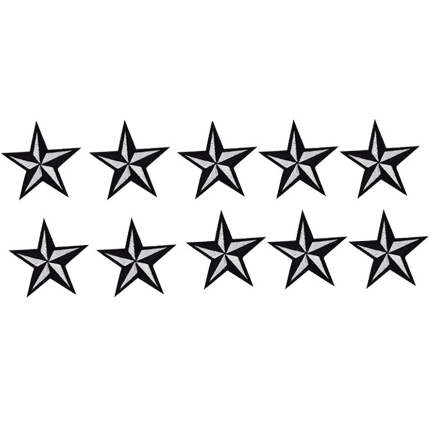 

10PCS star badge embroidered patches for clothing iron-on fashion patch applique iron on patch sewing supplies accessories stickers on cloth, Black