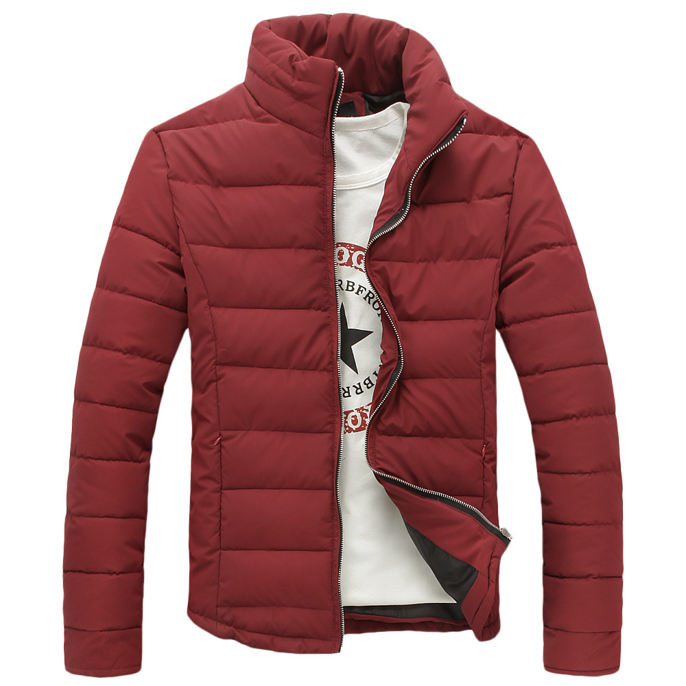 Wholesale- Men's Down Cotton Jackets Parkas Winter Casual Stand Collar Jackets Cotton-padded Coat Chaqueta Pluma Hombre