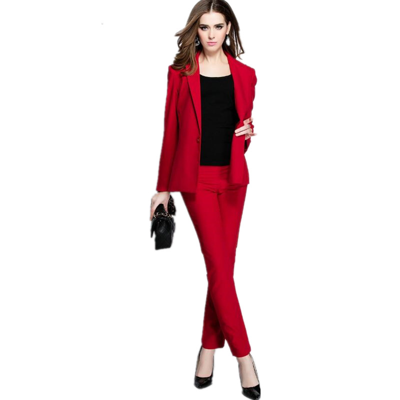 

Fashion Work Bussiness Formal Elegant Women Suit Set Blazers Pants Office Suits Ladies Pants Suits Trouser Suits, Black