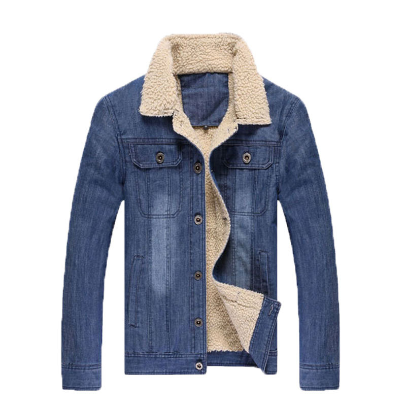 Vente en gros- 2015 nouvelle arrivée hommes manteau jean décontracté coton-rembourré veste Cowboy chaud vente chaude col de fourrure 3XL manteau