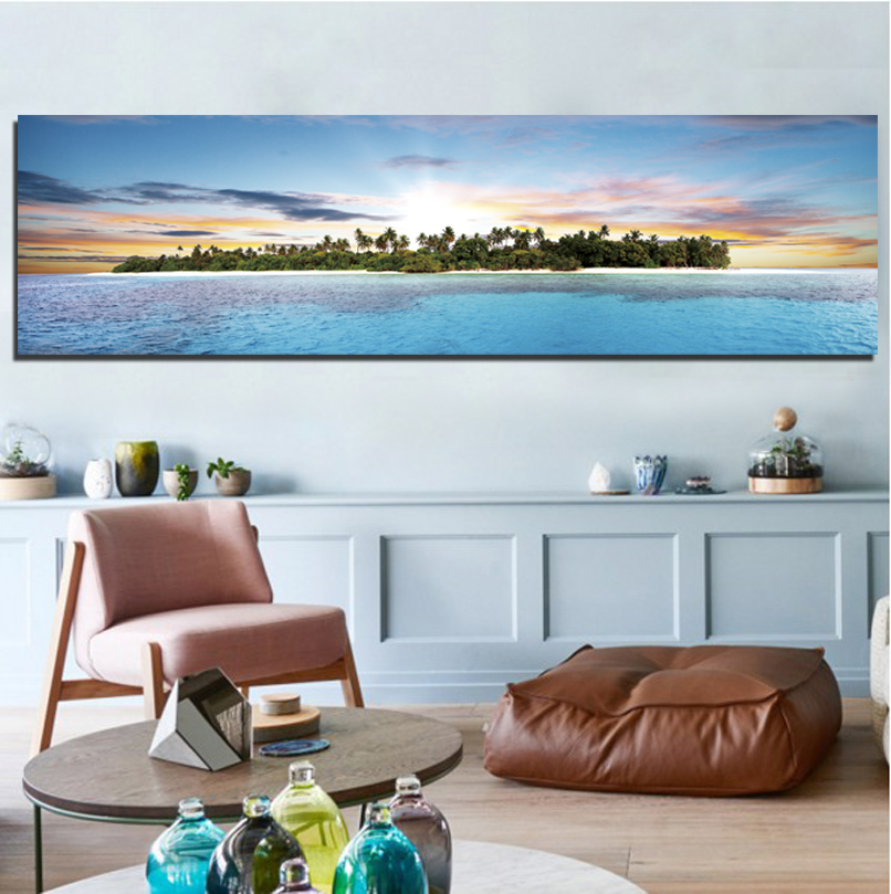 

The Island At Sunrise In The Sea Frameless Landscape Painting