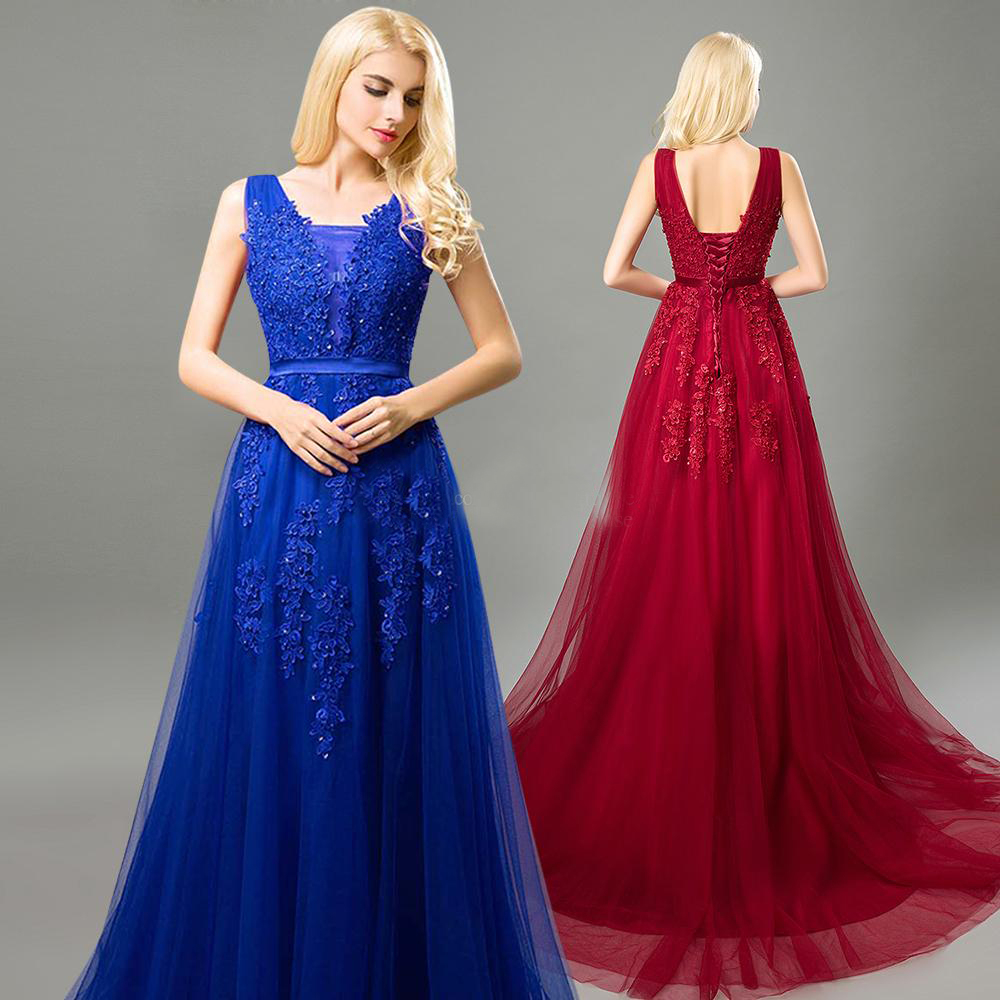

V-neck Applique Formal Dresses Evening Wear Lace Red Sequins Beading Lace up Applique Sweep Train Plus Size Prom Dress Long, Green