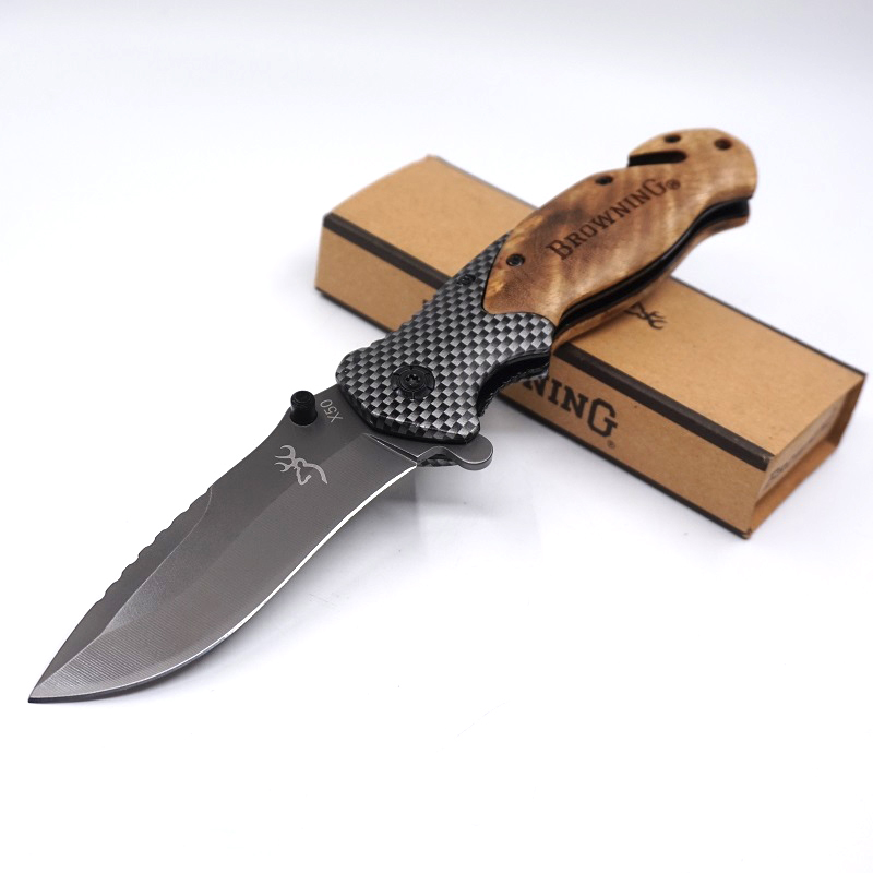 

Browning X50 Tactical Folding Pocket Hunting Knife 440C Steel Blade Wood Handle Camping Knife Survival Knives Fishing EDC Tools