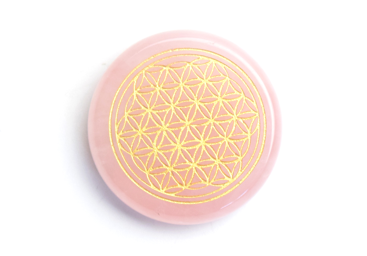 

Natural Tumbled Chakra Stones Engraved Crystal Flower of Life Reiki Healing Round Palm Stone